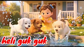 Seru ! Heli guk guk lucu main air kolam, Lagu anak 🇮🇩 ceria