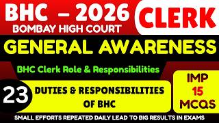 Duties &amp; Responsibilities of BHC | History of Maharashtra MCQ | Bombay High Court Clerk GK MCQS 2026