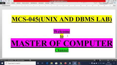 MCSL- 045 ( UNIX AND DBMS LAB) - MCA 4TH SEMESTER-  SOLVED ASSIGNMENT FOR JANUARY SESSION -2020