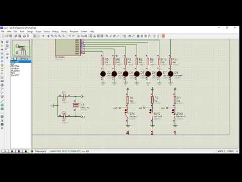 proteus 7 -  three switches (pic16f84a) (flowcode)