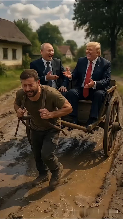 AI Parody:Zelensky Pulls Putin and Trump in a Cart | Political Satire in Kyiv Scene#moscow #vladimir