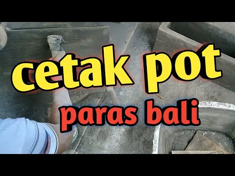 Proses cetak dan finishing pot  persegi  panjang  paras bali 