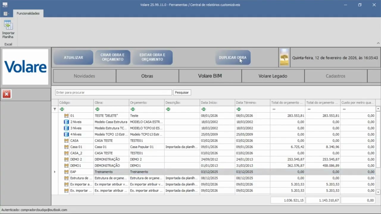 Orçamento Plus - Duplicar Obra