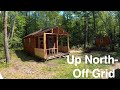 Making some progress on the porch at the off grid shed to cabin weekend homestead project.