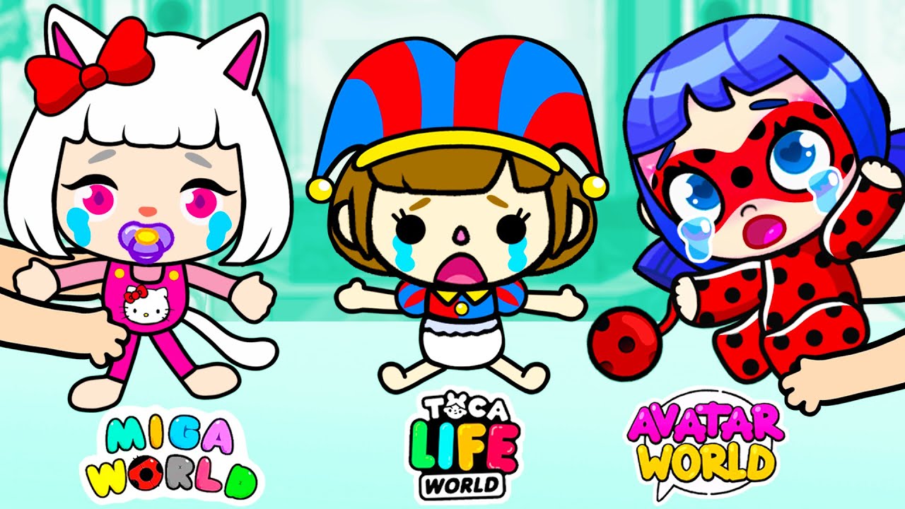 Triplets Separated At Divorce: HELLO KITTY, LADY BUG, POMNI | New Babies in Avatar World | Toca Boca