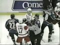 Adam Deadmarsh KO's Slava Fetisov & Adam Foote vs Vladimir Konstantinov - Avalanche vs Wings Brawl