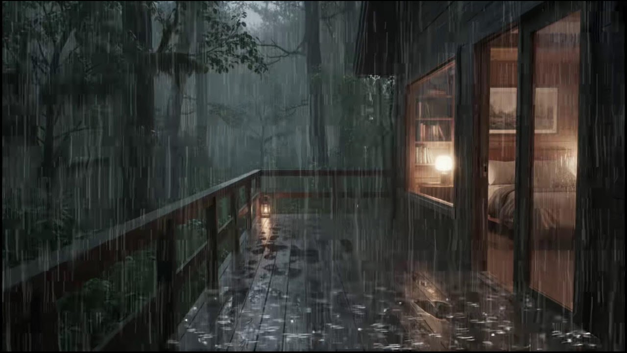 Soothing Rain Atmosphere in a Cozy Forest Cabin 🌧 Gentle Rain for Deep, Restful Sleep