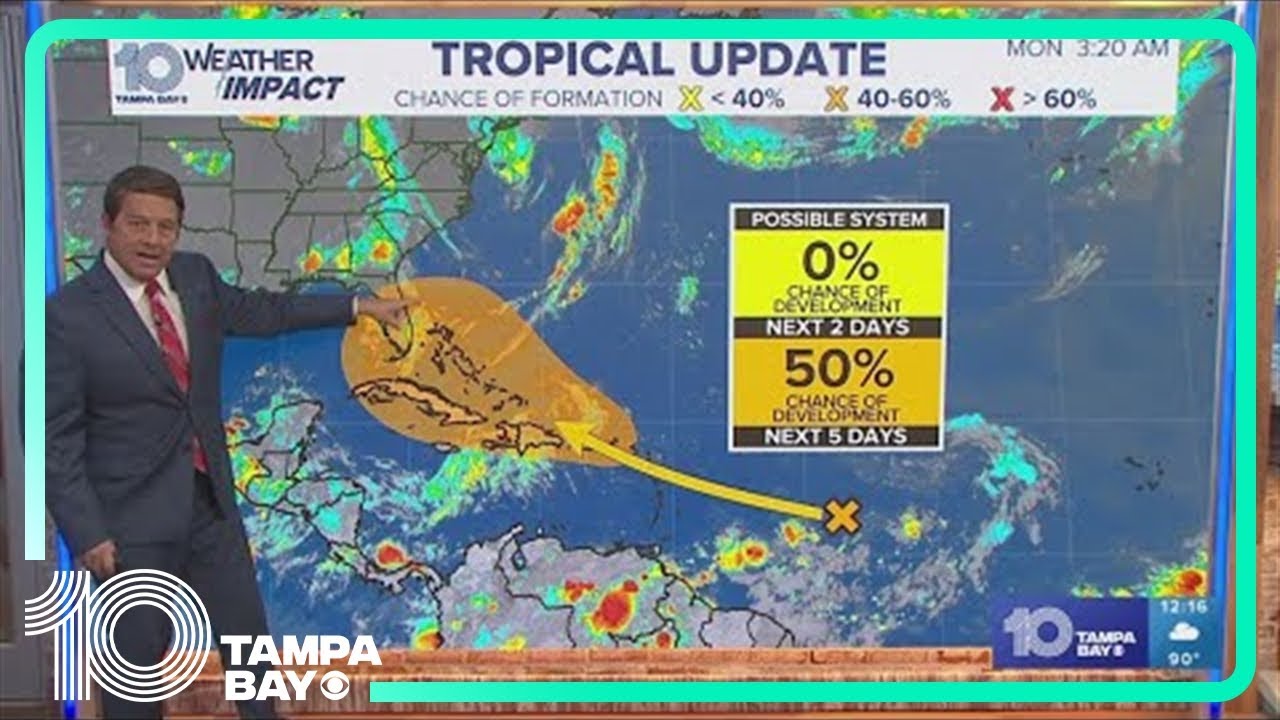 Tracking the Tropics: New system has 50% chance of developing - YouTube