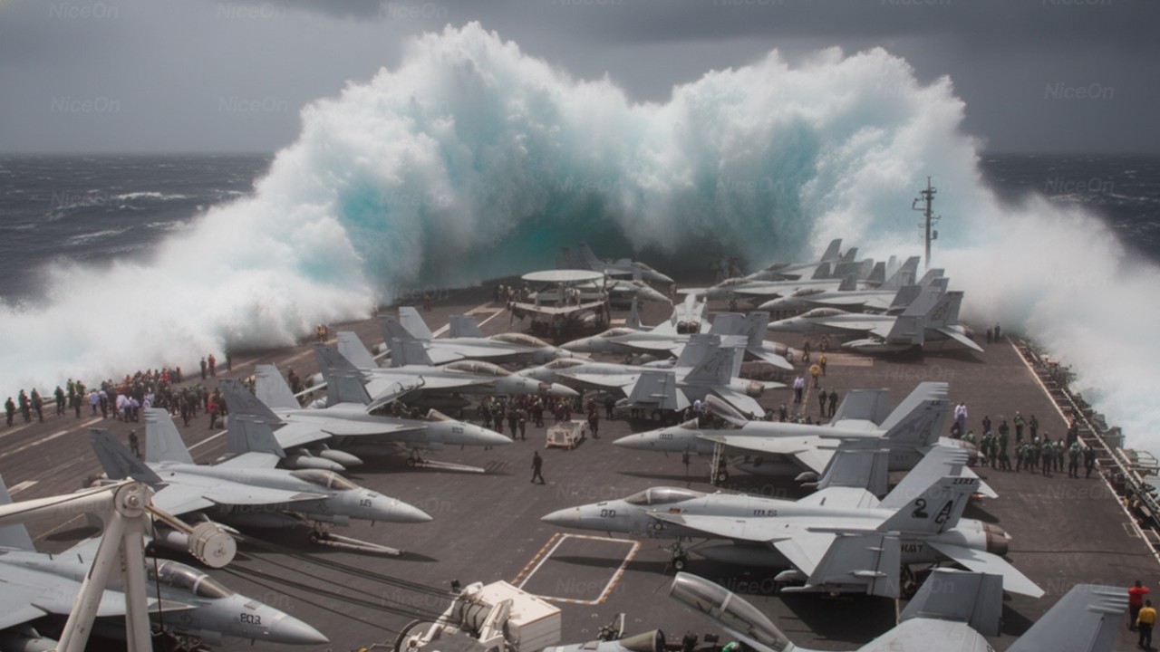 Teknik Jenius Kapal Induk Menghadapi Ombak MONSTER di Tengah Laut