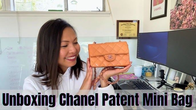 Chanel Coral Orange Quilted Patent Leather Valentine Charm Single Flap Bag