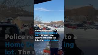 Thumbnail for Man steals Bobcat tractor, violently rams ATM and police cruiser #Shorts