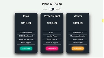 How To Create Plans & Pricing Tables User Interface Design Using HTML, CSS and JavaScript