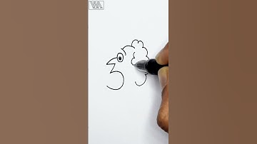 Turn Number 3 into a face shorts || Trick Drawing || #shorts #drawing #video