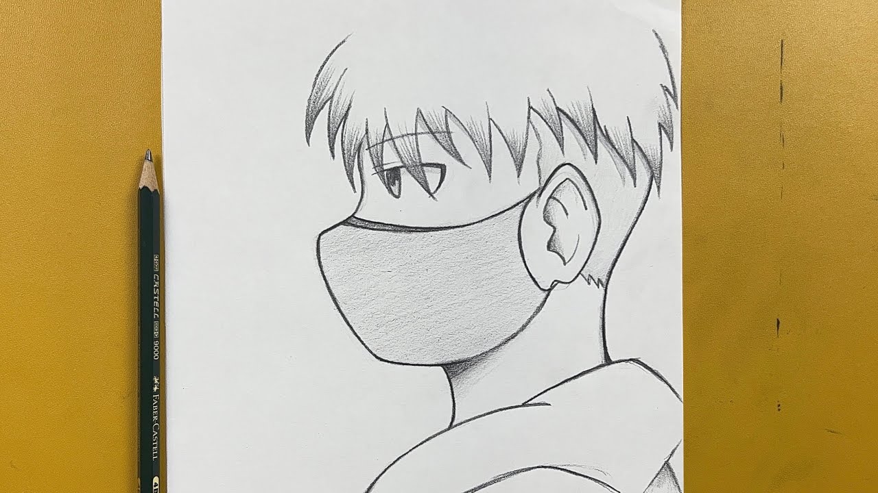 Easy Anime Drawing with pencil sketch / How to draw anime boy wearing a  mask #DrawingTutorial 