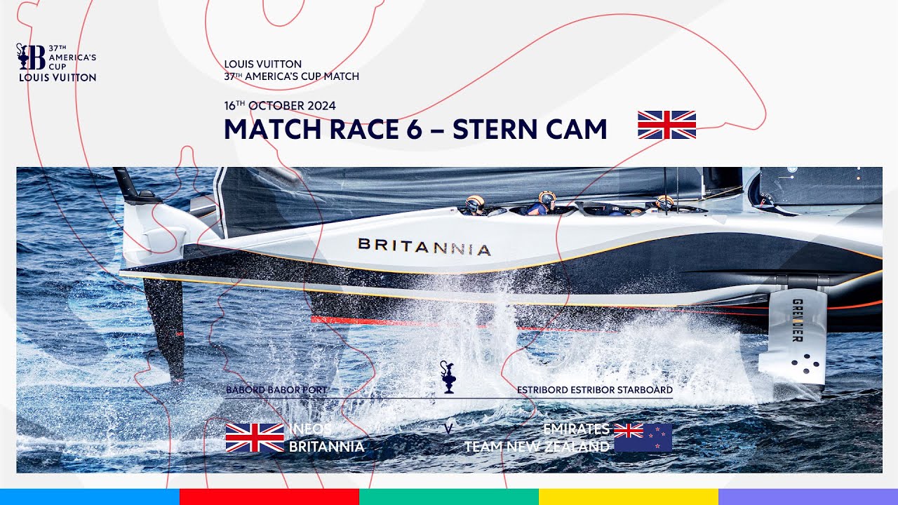 ⁣Louis Vuitton 37th America's Cup Race 6 Port Entry Stern Camera - INEOS Britannia