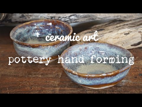 陶芸」pottery/making a Kurinuki bowls/手びねりでくり抜きに