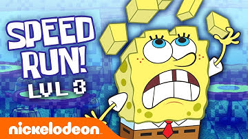 SpongeBob Goes on an 8-Bit Gaming Adventure! 🎮 LEVEL 3 | Nick Arcade: Speed Run