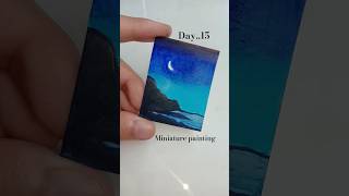 miniature painting ideas | moonlight seascape painting #minisatisfying #artshorts #ytshorts #viral