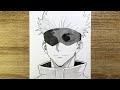 Comment dessiner GOJO SATORU de JUJUTSU KAISEN | GOJO dessin facile étape par étape