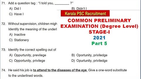 COMMON PRELIMINARY EXAMINATION (Degree Level) STAGE-I 2021 part 5