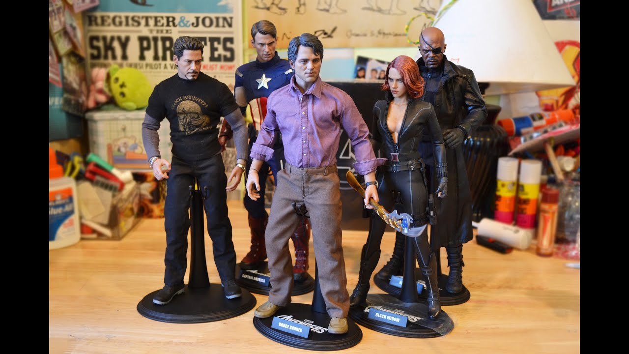 12" 1/6 Hot Toys AVENGERS BRUCE BANNER, Tony Stark, Captain America, Nick Fury
