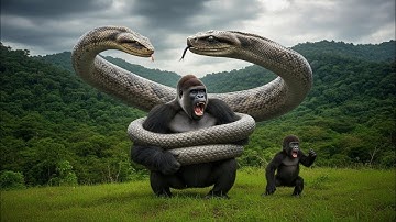 GIANT SNAKE ATTACKS GORILLA! 😱 Brave Police Launch Epic Rescue Mission!