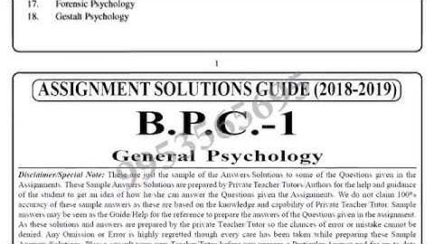 IGNOU BPC-1 solved assignment 2018-19 | General psychology