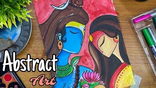 How to make easy mahadev drawing  l shiva bhagwan drawing| shiv parvati abstract painting screenshot 5