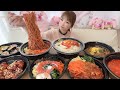 【大食い】韓国冷麺チョル麺ヤンニョムチキン明太ピビンバとか【もえあず】