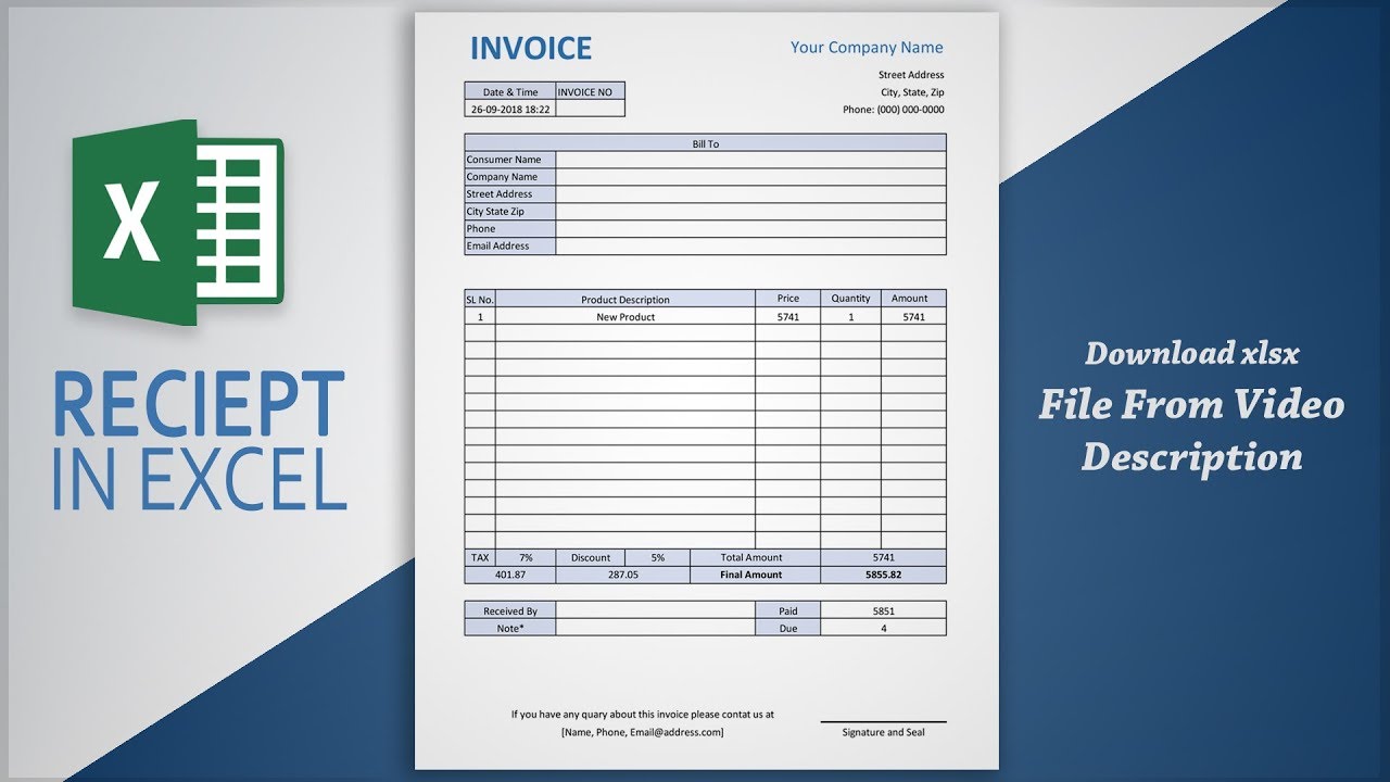 Creating Professional Invoice in Excel | Receipt Making Tutorial | Free Template