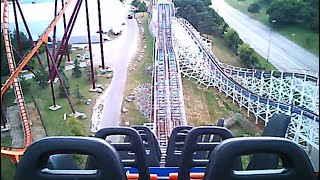 BACKWARDS BLUE POV - American Eagle w/ lift stop & restart at Six Flags Great America