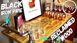 This DIY project is all about how to build a bar cart from start to finish. With reclaimed wood and black iron pipe hardware you can 