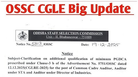 OSSC CGLE 2025 Big Update//OSSC Clarification Regarding Computer PGDCA Certificate