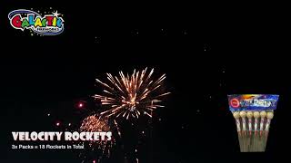 Velocity Rockets x18 Experiment — Galactic Fireworks Rockets Demo