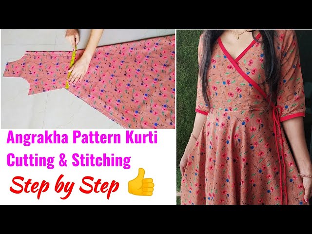 Designer Umbrella Cut Angrakha Pattern Kurti Cutting and Stitching class=
