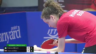 مباراة هنا جوده ضد فاطيمه بيللو فى نهائى بطولة إفريقيا 2022 hana goda vs fatima bello ITTF Africa