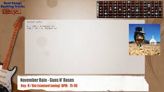 Video thumbnail of "🎸 November Rain - Guns N' Roses Guitar Backing Track with chords and lyrics"
