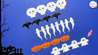 【ハロウィン 簡単切り紙】お化け【Halloween Easy Kirigami】How to make cute Ghost 종이접기 유령　折纸　万圣节 可爱的幽灵　幽霊　DIY 　おばけ　作り方