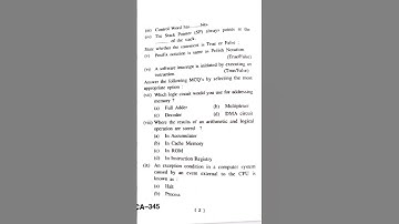 computer system architecture question paper #bsc2ndyear COMP201TH #hpu #collge #hpuexam