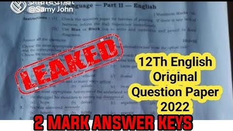 12th English first Revision Exam Answer Key | 12th English revision question paper 2022