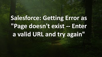 Salesforce: Getting Error as "Page doesn