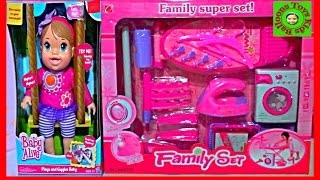 BABY ALIVE Doll Family Super Fun Playset Surprise Toys Plays n' Giggles Baby Kids Balloons and Toys