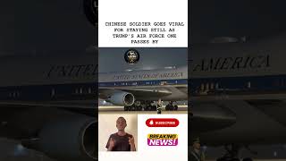 Guard Stands Perfectly Still as Air Force One Passes #airforceone #militarydiscipline #viralvideo