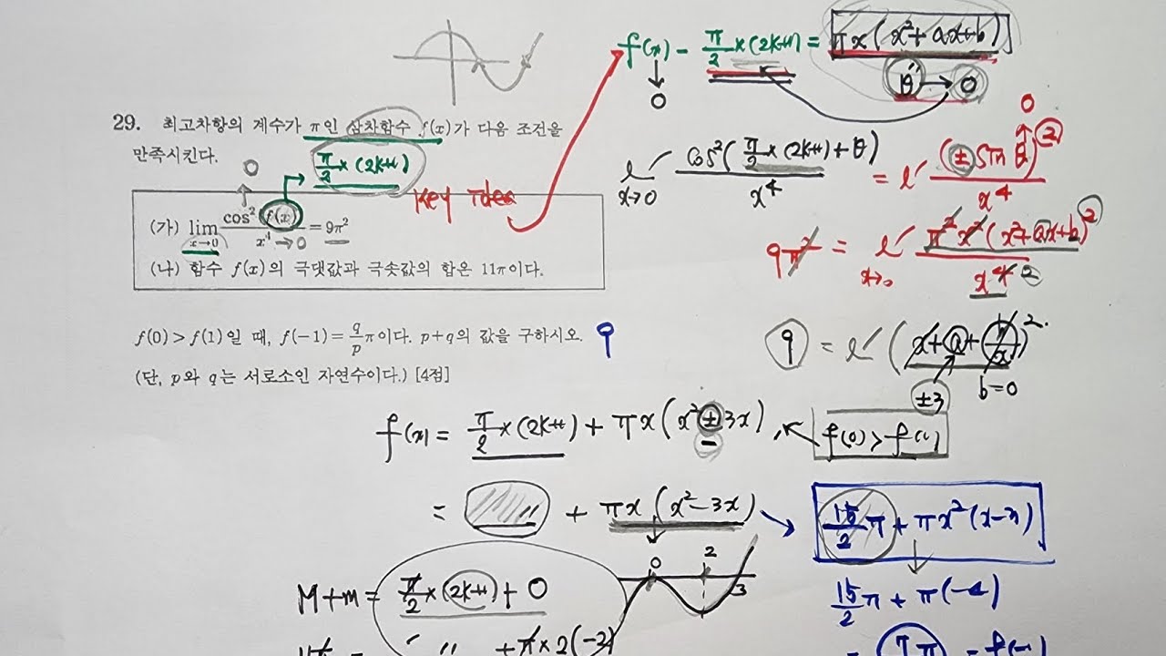 미적분-수능 실전수학-삼각함수 각 변환, 근사개념, 다항함수의 극한,빼기함수 -수1/2+미적분 통합형 킬러문항 - YouTube