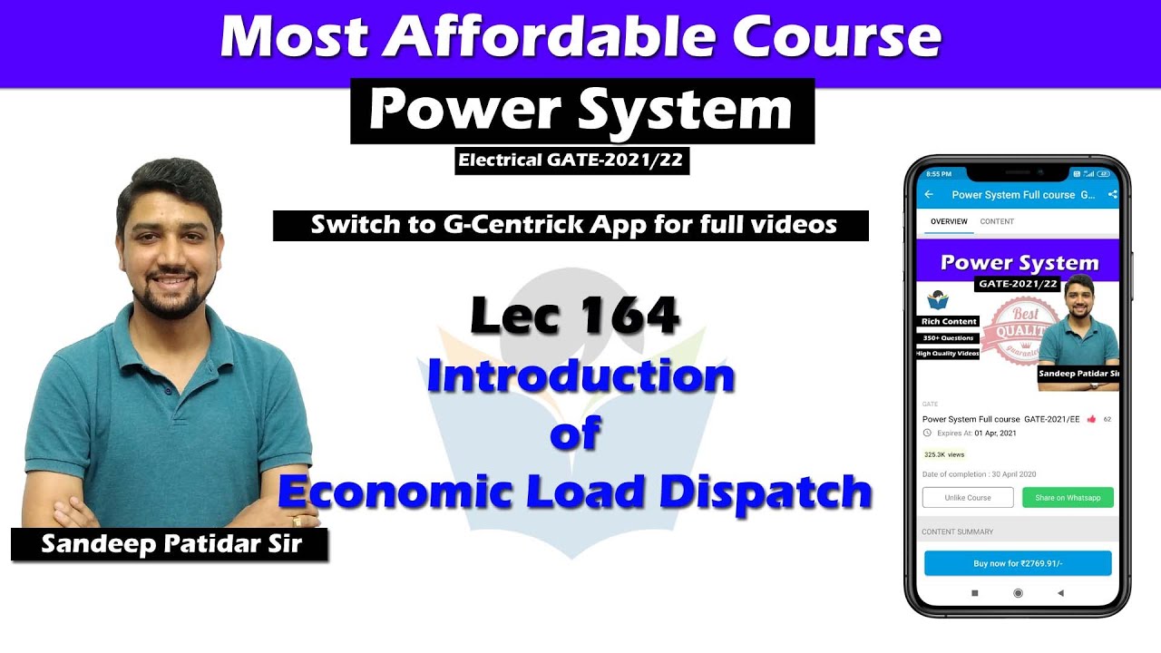Lec 164 Introduction of Economic Load Dispatch || Power System || GATE ...