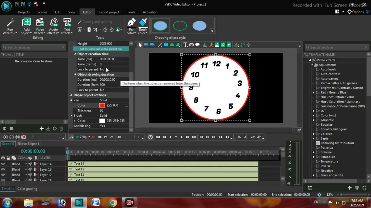 clock video making in vsdc video editor 