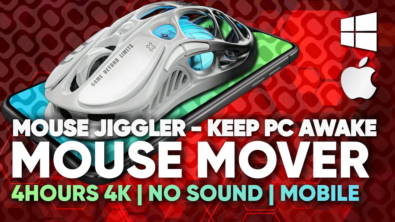 Mouse Jiggler | Mover – 4 Hours 4K – Keep PC or Mac Awake | Optical Mouse Patterns