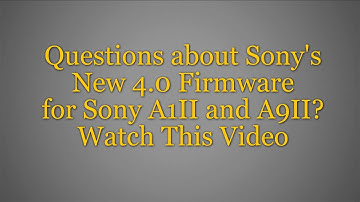 Sony A1II 4.0 Firmware Menu Settings for Sports and Action Photography