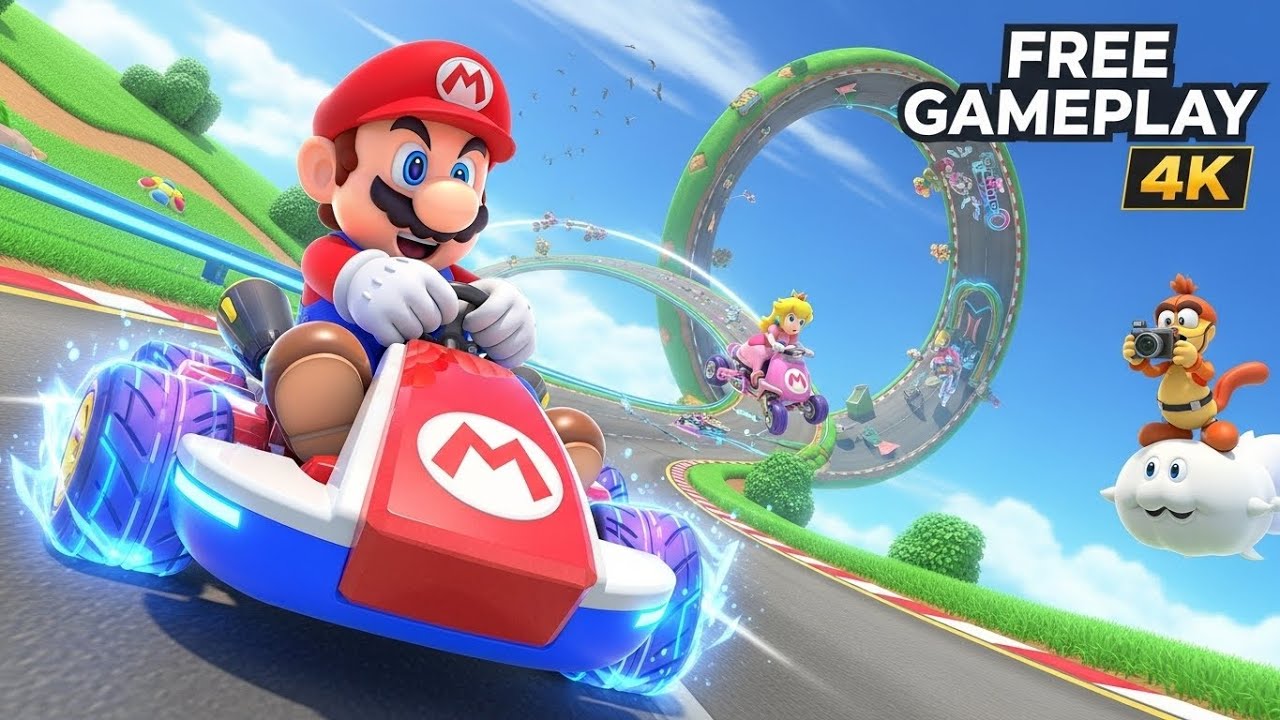 Mario Kart 8 Deluxe in 4K 🚀 Smooth & Clean Gameplay (Free Use)