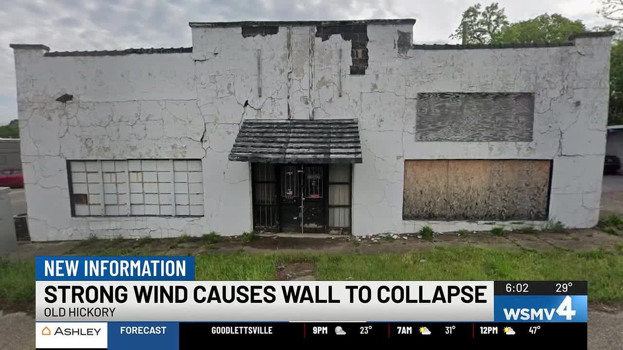 Crews demolish building after wall collapse sends debris onto Old Hickory Boulevard